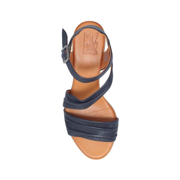 Miz‎ Mooz Womens Black Leather Ruched Ankle Strap Block Heel Sandals Size 40/9 - Picture 7 of 8